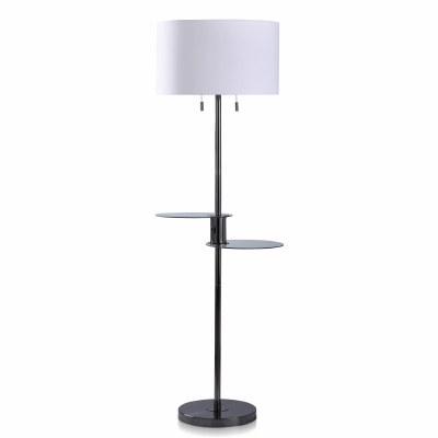 61" Black Two Tier Floor Lamp