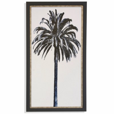 40" x 22" Blue Palm Tree 3 Gel Print Framed
