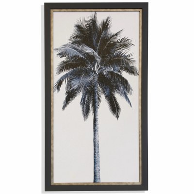 40" x 22" Blue Palm Tree 1 Gel Print Framed