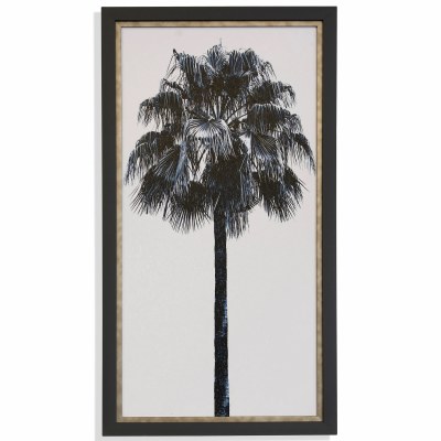 40" x 22" Blue Palm Tree 4 Gel Print Framed