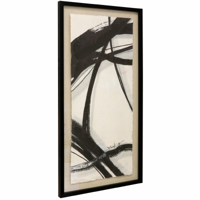 39" x 20" Black Lines Abstract 2 Framed Print Under Glass