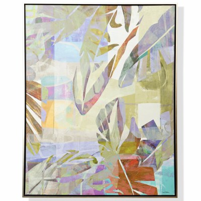 46" x 36" Multicolor Tropical Leaves Framed Canvas