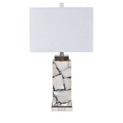 27" White and Black Stone Column Table Lamp