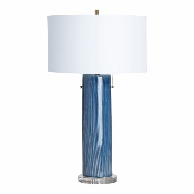 31" Dark Blue Column Two Pull Table Lamp