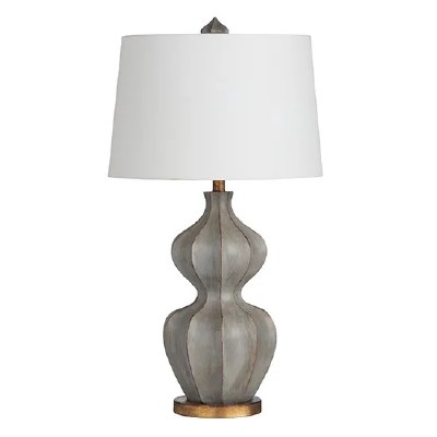 31" Gray and Gold Gourd Table Lamp