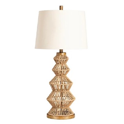 33" Natural Woven Column Table Lamp