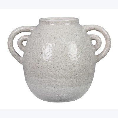 6" Beige Two Handle Vase