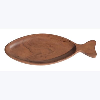 7" x 18" Brown Fish Shaped Wood Dish