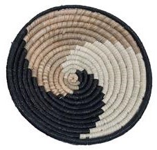 13" Round Black, Natural, and White Woven Disk