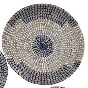 14" Round Blue, Natural, and White Woven Disk
