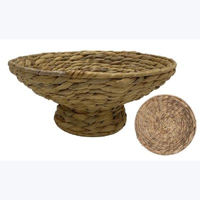 12" Round Natural Woven Pedestal Bowl