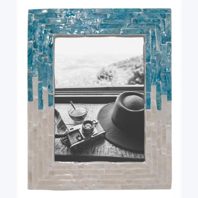 5" x 7" Blue and White Capiz Photo Frame