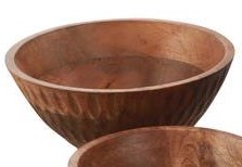Medium Round Brown Notch Wood Bowl