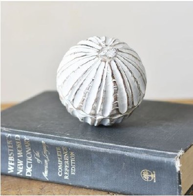 4" White Wash Wood Grooves Orb