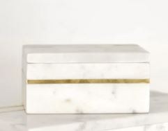 4" x 6" White Marble and Brass Box