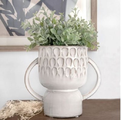 7" Cream Nordic Style Two Handle Vase