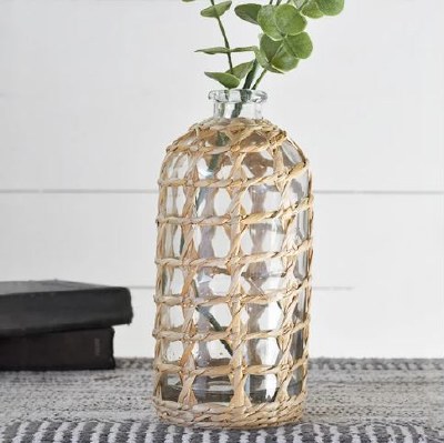 10" Clear Wicker Grid Vase