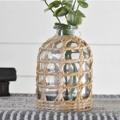 7" Clear Wicker Grid Vase
