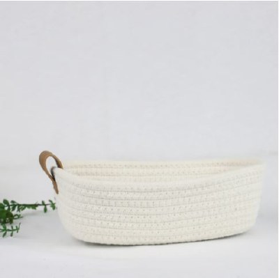 5" x 10" Ivory Fabric Basket With Handles
