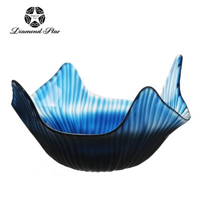 11" Round Dark Blue Four Corners Glass Bowl