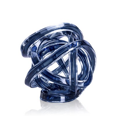 5" Dark Blue and Clear Knot Glass Orb