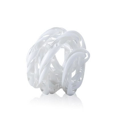 5" Clear and White Wrap Knot Glass Orb