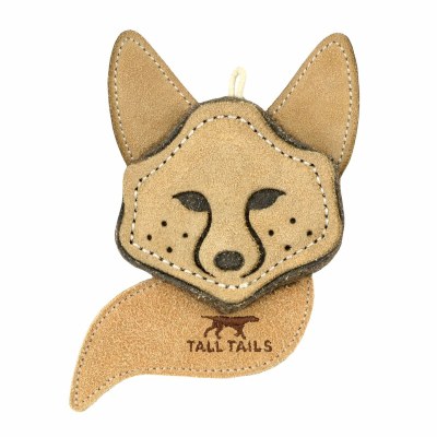 4" Natural Leather Scrappy Fox Dog Toy