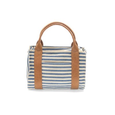 5" x 8" Mini Blue and White Stripe Canvas Tote Bag