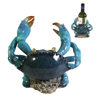 8" Blue Polyresin Crab Bottle Holder