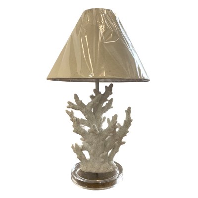 19" White Faux Coral Table Lamp