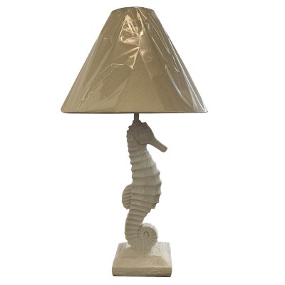 21" White Seahorse Table Lamp