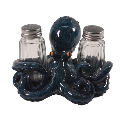 6" Dark Blue Octopus Salt and Pepper Shaker Set