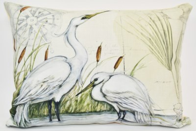 11" x 19" Two White Egrets Decorative Indoor/Outdoor Pillow
