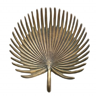 12" Distressed Bronze Palmetto Leaf Metal Tray