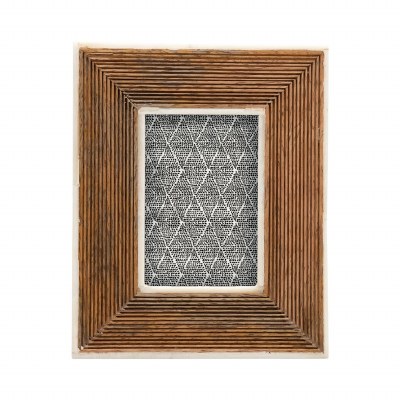 2" x 3" Brown Ribbed Wood Picture Frame
