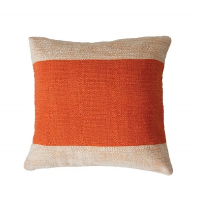 18" Sq Orange Band Decorative Pillow