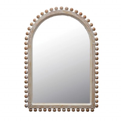 34" x 24" White Wash Ball Edge Arch Mirror