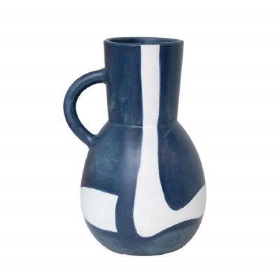 11" Blue and White Ceramic Pitcher