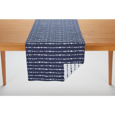 72" White and Blue Band of Bubbles Table Runner