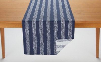 72" White and Blue Wavy Dots Table Runner