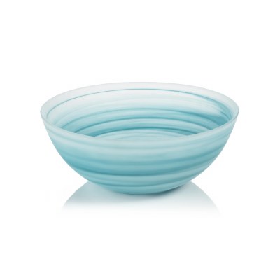 10" Round Blue Frost Glass Bowl