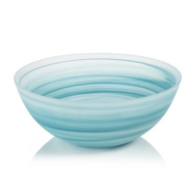 14" Round Blue Frost Glass Bowl