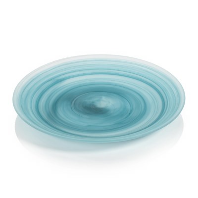 13" Round Blue Frost Glass Platter