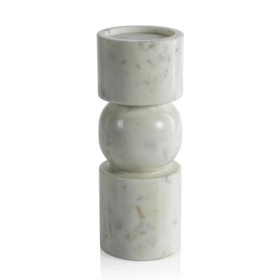 10" White Marble Pillar Candleholder