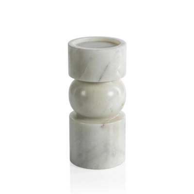8" White Marble Pillar Candleholder