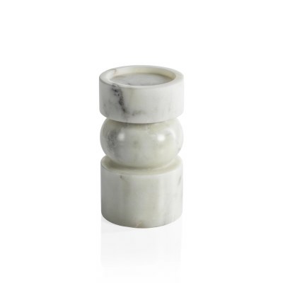 6" White Marble Pillar Candleholder