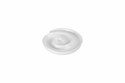 7" Round White Ceramic Swirl Dish