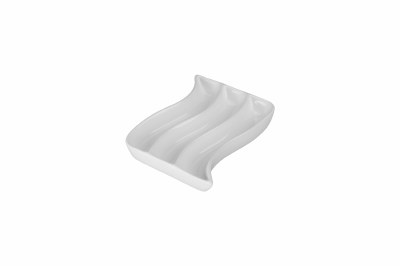 6" x 7" White Ceramic Three Compartment Serving Dish