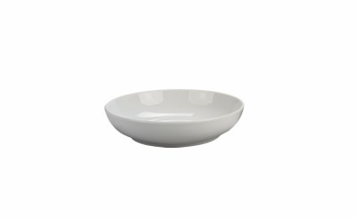 9" Round White Ceramic Low Bowl
