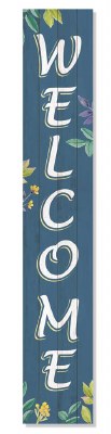 46" x 8" "Welcome" on a Blue Background Wood Porch Board Plaque